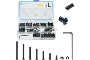 WZHUIDA 630 Pcs M3 Screws Assortment Kit, M3x6mm/8mm/10mm/12mm/16mm/20mm/25mm/30mm, Metric Hex Button Head Socket Cap Screws Nuts Washers Kit with Wrench, Black Zinc Plated