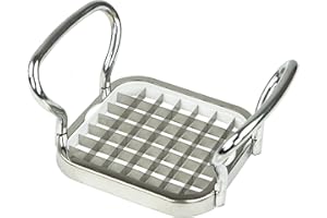 French Fry Cutter By Home Basics, French Fry Cutter Stainless Steel French Fry Slicer | With Easy Grip Handles,Silver