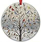 Winter Bird Ornaments for Christmas Tree 2025, Beautiful Backyard Songbirds Ceramic Keepsake, Cardinal Blue Jay Goldfinch Nature Lover Gift, Bird Watcher Garden Decor, Ornithology Holiday Decoration