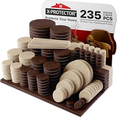 X-Protector Felt Furniture Pads 235 Pc Premium Set Brown Beige Floor Protectors