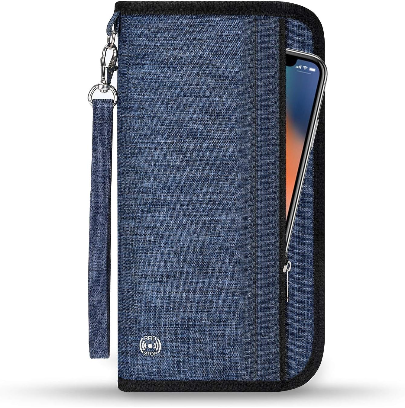 Vemingo Family Passport Holder RFID-Blocking Travel Wallet Ticket Holder Document Organizer with Zipper for Women Men, Fits 5 Passports: Clothing