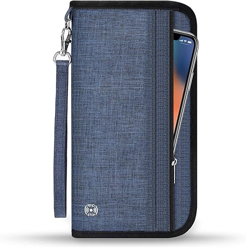 Amazon Shinpack パスポートケース スキミング防止 家族 国内海外旅行用品 通帳ケース 航空券 紙幣 カード 小銭 ペン 鍵など収納可 大容量 トラベルウォレッド パスポートバッグ ポーチ ブルー ブラック Shinpack パスポートケース カバー