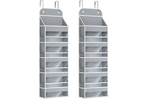 COOLBEBE 2Pcs Over the Door Organizer, 5-Shelf Door Organizer Hanging with 10 Side Pockets, 44LB Behind the Door Organizer fo