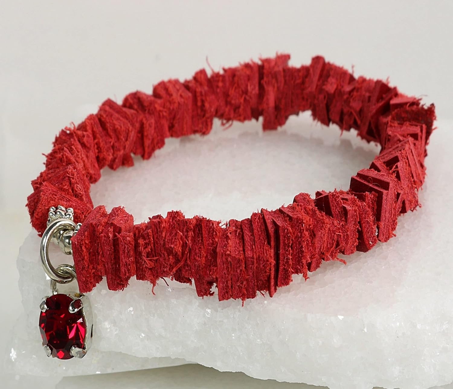 Midi Red Leather Stretch BraceletRag & Row8mm Bright Red