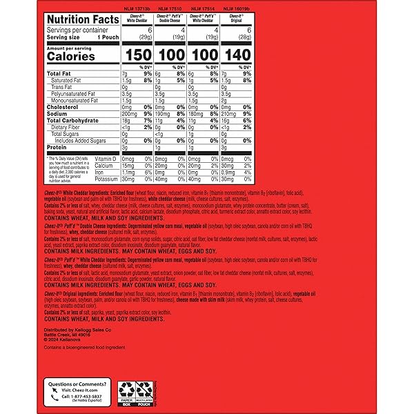 CHEEZ-IT CHEESE CRACKERS, BAKED SNACK CRACKERS, OFFICE AND KIDS SNACKS, VARIETY PACK, 17.72OZ BOX (20 POUCHES)
