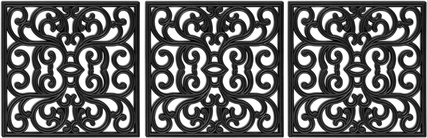 Hardscaping Materials - BIRDROCK HOME 15 x 15 Rubber Stepping Stones Tile - Black - Set of 3 - Decorative Garden Mats - Sturdy Durable Steps - Perfect for Gardens Path, Flowerbed, Gravel, Dirt, Grass