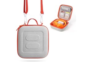 OUKNAK Travel Case Compatible with Yoto Mini, Protective Hard Case Carrier Compatible with Mini Player, Kids Audio Card Portfolio Case Designed to Children’s Speaker Plays Audiobook Cards (Gray with strap)