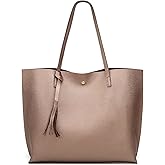 Dreubea Women's Soft Faux Leather Tote Shoulder Bag from, Big Capacity Tassel Handbag