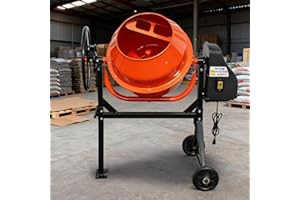 OARLIKE Electric 5 Cubic Ft Concrete Cement Mixer 4/5 HP 600W Heavy Duty Adjustable Tilt with Stand & 9 Wheels Portable Mixer for Mortar Stucco Seeds Fodder