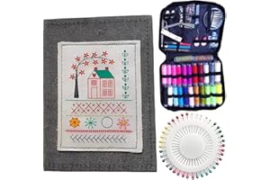 86+ Patterns New Embroidery Stitch Book Complete Tool Kit Portable for Tutorial Perfect Beginners Craft Lovers(A)