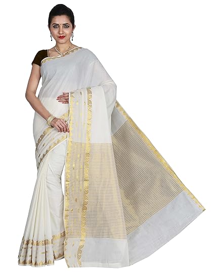 putta border kerala kasavu saree with running Blouse