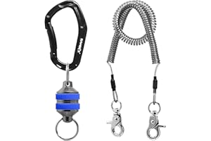 SAMSFX Fishing Strongest Magnetic Net Release Magnet Clip Holder Retractor with Coiled Lanyard