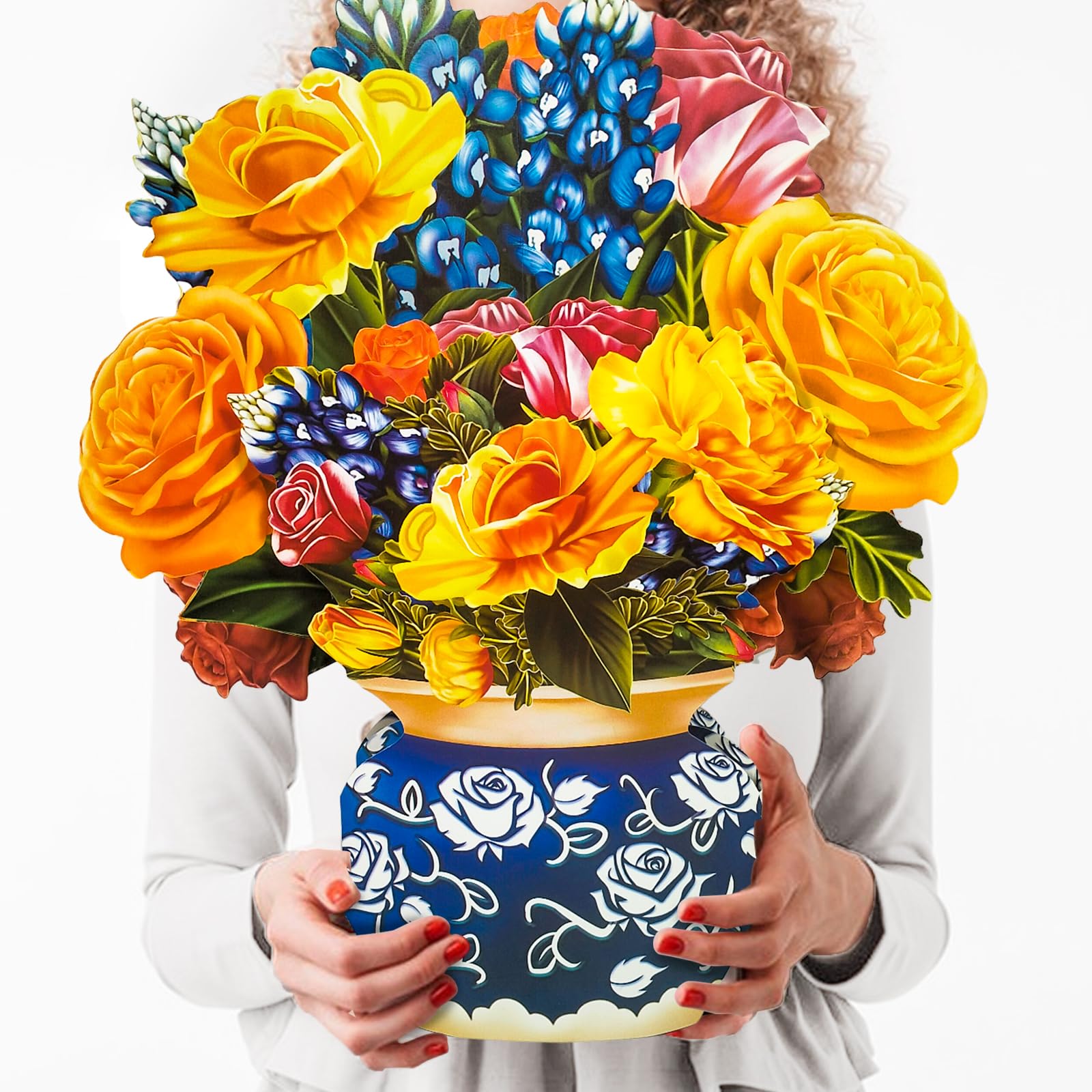 Photo 1 of 14" 3D Pop Up Card with Lifelike Paper Flowers: Mothers Day, Birthday Gifts for Women, Mom & Wife
