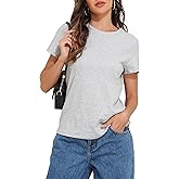Hilor Women's Plain Cotton T Shirts Short Sleeve Crew Neck Tee Tops Loose Fit Casual Summer Tops Trendy Outfits 2026