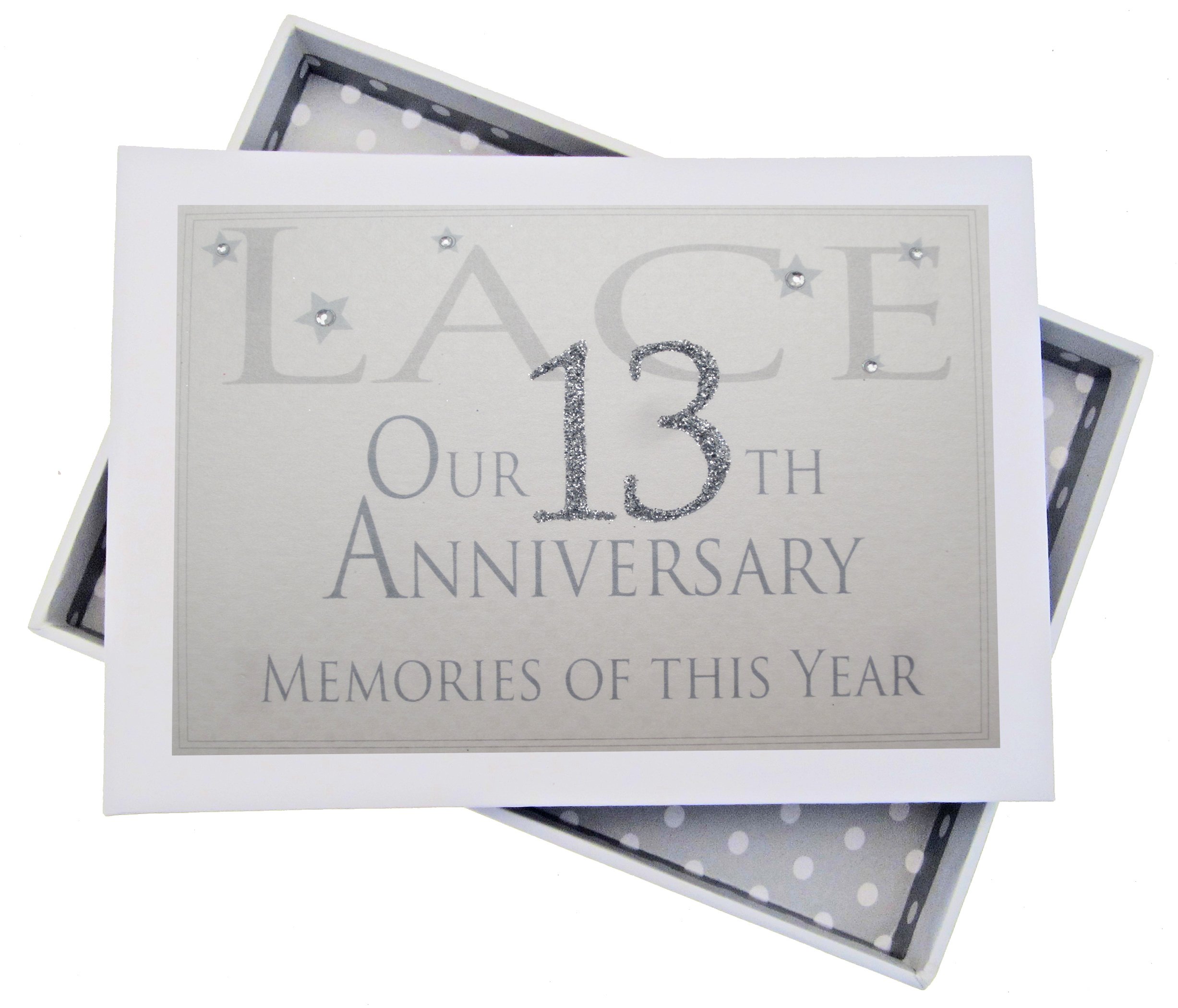 WHITE COTTON CARDS AW13T 13th Lace Anniversary Memories of This Year, Tiny Album, Glitter & Words, Wood, 12.5x17.5x2.5 cm