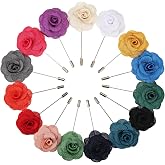 Pangda 15 Pieces Flower Men's Lapel Pin for Men Suits | Handmade Camellia Flower Boutonniere Pins, Wedding Bestman Groom, Party Decor, 15 Color