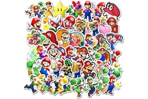 jjlin Super Mario Bros Stickers for Water Bottles 50 Pack Cute,Waterproof,Aesthetic,Trendy Stickers for Teens,Girls Perfect for Waterbottle,Laptop,Phone,Travel Extra Durable Vinyl (Mario)