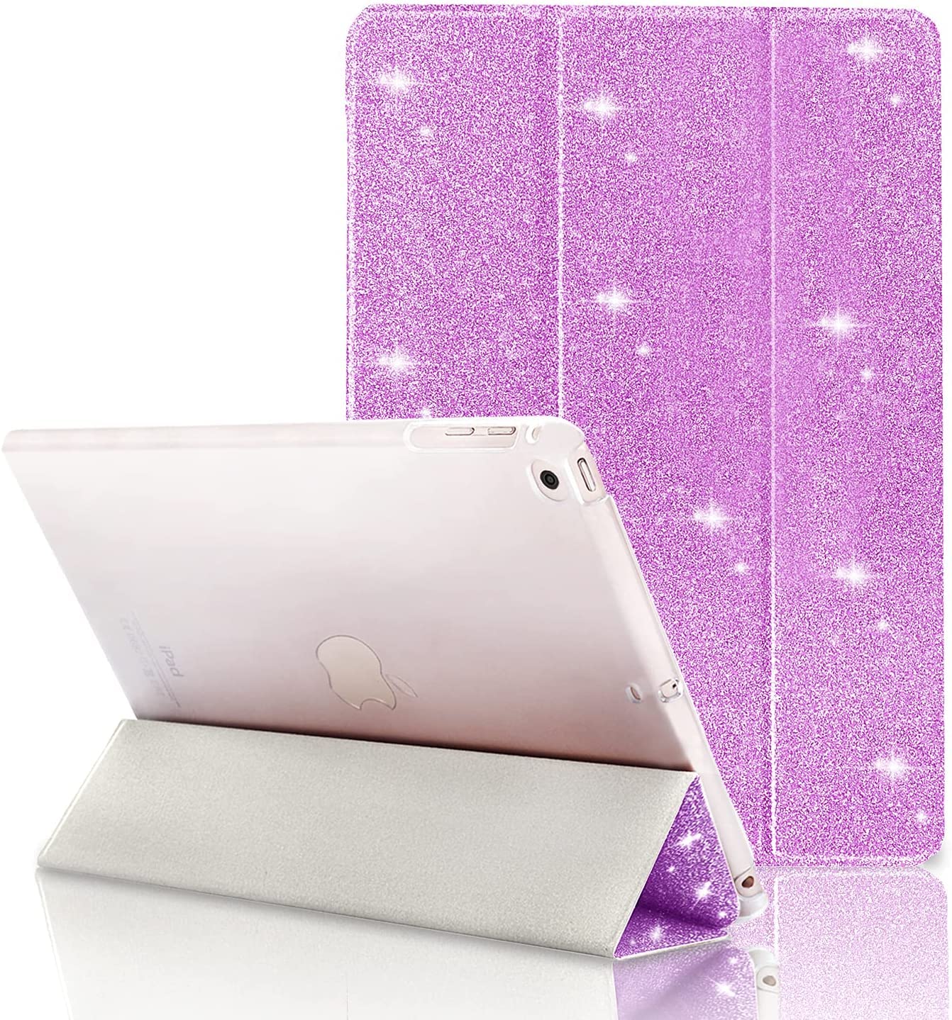 iPad Air Case 9.7 inch, Cover for iPad Air 2 5th 6th Generation Pro 2016 Glitter Magnetic Closure Leather Sparkly Smart Flip Stand Apple iPad 2017-2018 (Purple Glitter)