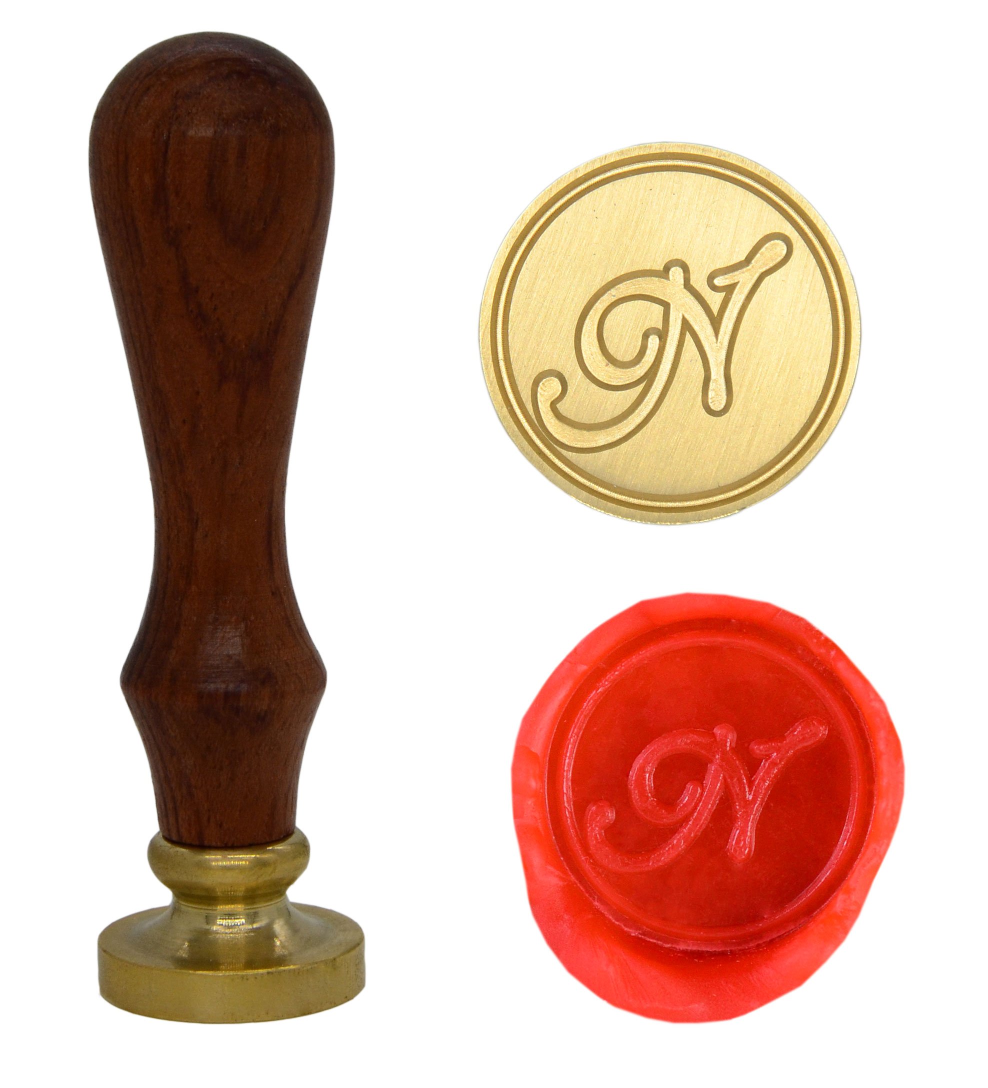 Wax Seal Stamp Letter A-Z, Alphabet Initial Sealing Stamp for Christmas & Thanksgiving Cards, Wedding Invitation W-S-2 (Letter N)