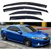 Window Visors Compatible with Acura TSX CU2 Sedan 2009-2014 | Rain Guards Side Window Deflector, Tape-On Style, Black, 4PCS