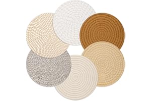 Billbotk 8" Trivets for Hot pots and Pans, 6 Heat Resistant Hot Pads, Pot Holders for Kitchen, Hot Plate Mats for Table, Home Essentials, Fall Decorations for Home and Farmhouse