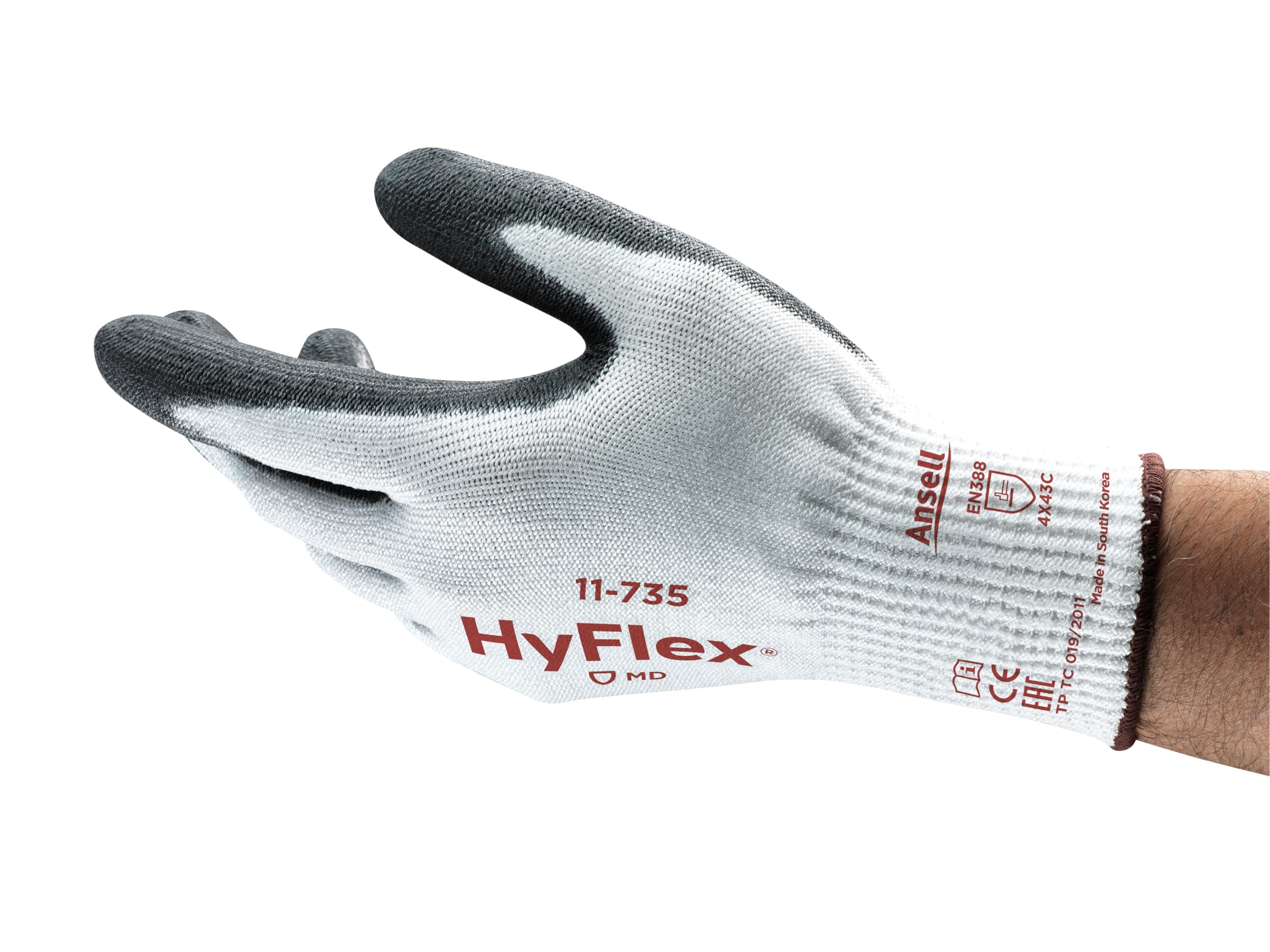 Ansell HyFlex 11-735 Cut-Resistant Work Gloves, Mechanics Glove, Abrasion-Resistant and Enhanced Grip Technology, PPE Men Women, Reusable, Black, Size M (12 Pairs)