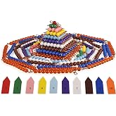 BOHS Montessori Math Bead Chains, Counting 1-100, Multiplication Prep | Squares 1-10; skip-counting patterns; square-number learning; color-coded quantities; pattern recognition; backup arrow set