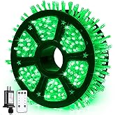 JMEXSUSS 600 LED Green St Patricks Day String Lights, 168Ft Clear Wire Christmas Lights for Indoor Outdoor Tree Yard Party Decor, Plug-in, 8 Mode with Remote