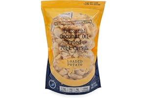 OL' UNCLE PORKERS Keto-Friendly Pork Rinds (Loaded Baked Potato Flavor, 8oz Bag), Pork Crisps Artisan Fried in Coconut Oil