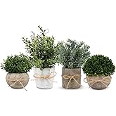 PENGYEE 4 Pack Small Fake Plants in White Pulp Pot for Home Decor, Artificial Plants Indoor, Small Faux Plants Indoor for Bathroom Bedroom Kitchen Office Farmhouse Room Shelf Decor