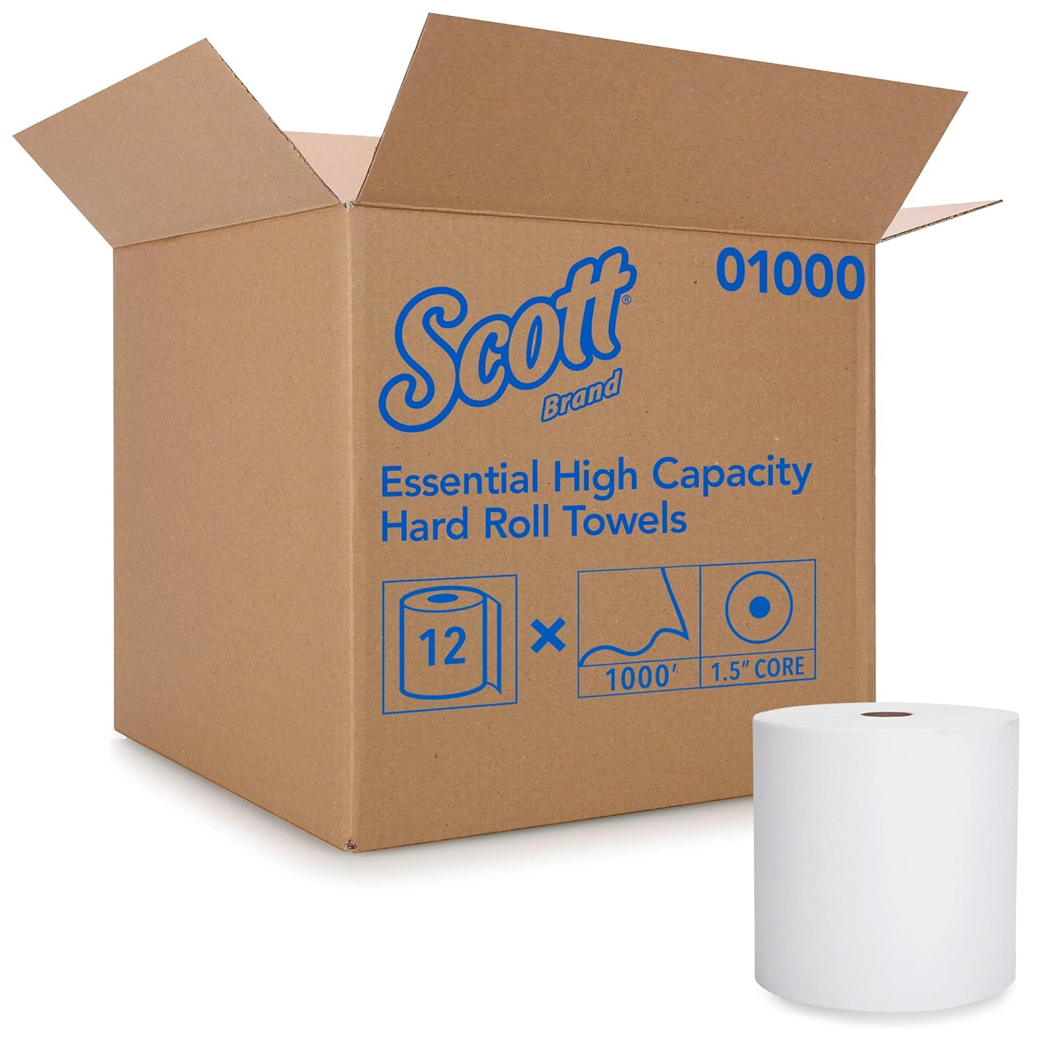 Scott Essential High Capacity Hard Roll Paper Towels (01000), White, 12 Paper Towel Rolls / Case, 1, 000' / Roll, 12, 000' / Case: Paper Towels: Industrial & Scientific