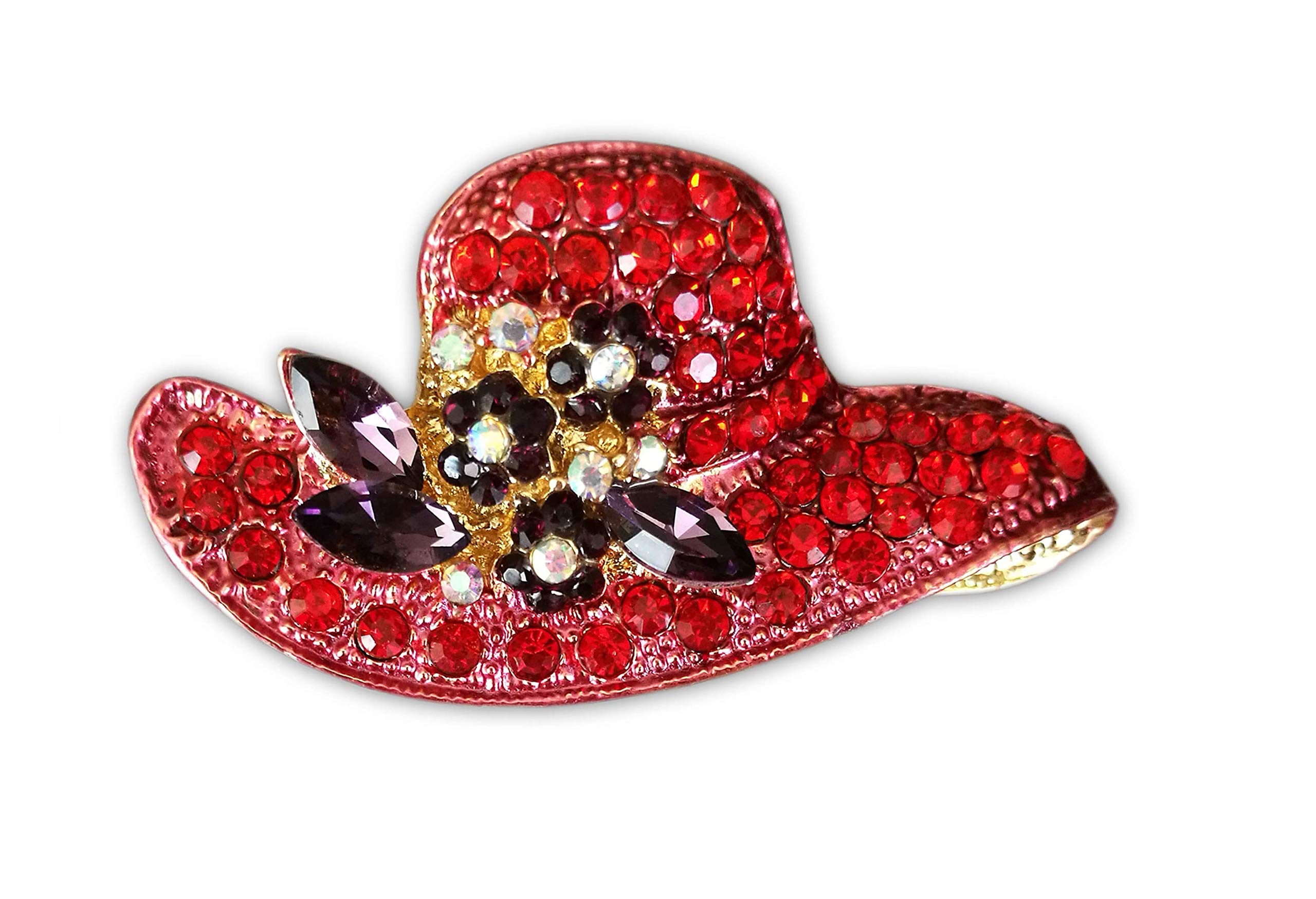 Crystal hat brooch for women red color beautiful brooch pin