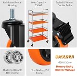 BAOLIHUI 100mm Heavy Duty Castors M12 x 30mm Thread Set of 4 Brake Swivel view 3