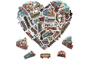 ZULUVINYL 50 Pack Pcs Vintage Train Stickers for Water Bottles Waterproof Vinyl Laptop Luggage Scrapbooking Transportation Sticker Packs Bulk Set Adults Teens Boys Aesthetic Small Decals
