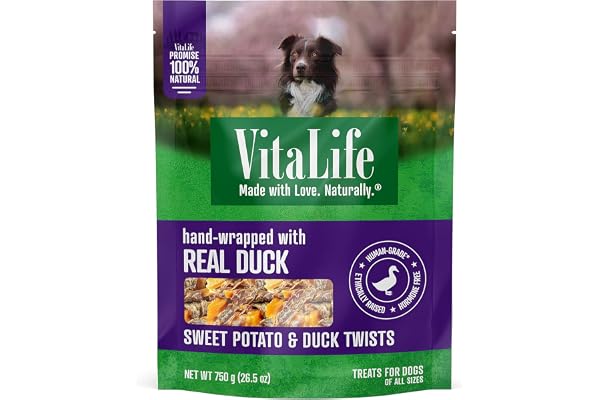 VitaLife 750 g Sweet Potato & Duck Twists, All Natural Dog Treats