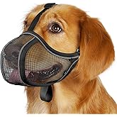 Mayerzon Dog Muzzle to Prevent Biting Scavenging Chewing, Soft Mesh Puppy Muzzles for Medium Large Sized Dogs, Breathable, Reflective, Adjustable Mouth Guard for Grooming Walking Training (M, Black)
