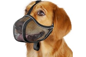 Mayerzon Dog Muzzle to Prevent Biting Scavenging Chewing, Soft Mesh Puppy Muzzles for Medium Large Sized Dogs, Breathable, Reflective, Adjustable Mouth Guard for Grooming Walking Training (M, Black)