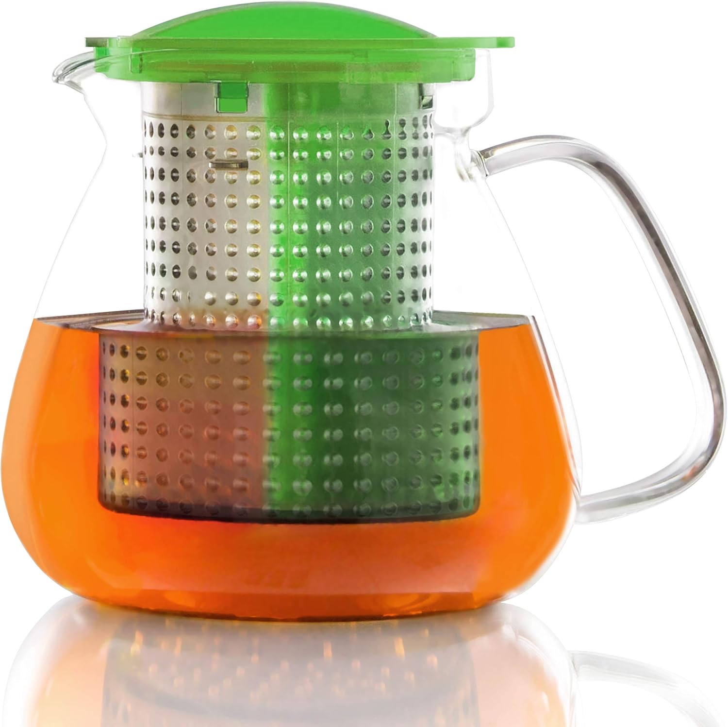 finum Tea Control Glass Brewing Pitcher, 1L, Apple Green