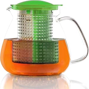 finum Tea Control Glass Brewing Pitcher, 1L, Apple Green