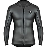 Surf Wetsuit Top. Mens 1.5mm Smooth Skin Neoprene Surfing Jacket. Cold Water Wet Suit Vest. Drysuit. Front Zip Long Sleeve