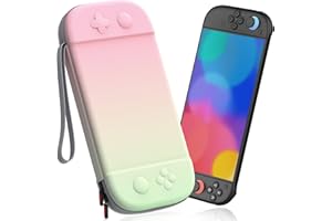 STARTRC GAMES Slim Carrying Case for Nintendo Switch 2 2025, Hard Shell Travel Case with 12 Game Card Slots, Portable Carry Bag for Switch 2 Console Pink & Green