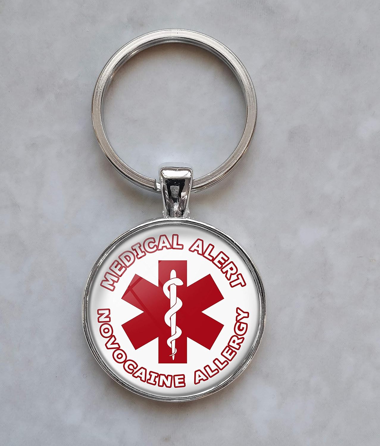 Novocaine Allergy Medical Alert Keychain Handmade