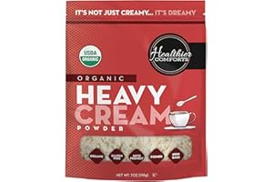 Healthier Comforts Organic Heavy Cream Powder (72% Butterfat) | Certified USDA Organic, Kosher | Gluten Free, Non-GMO, Keto Friendly, Free of Antibiotics & Hormones (rBGH or rBST) | Made in USA (7 ounce)