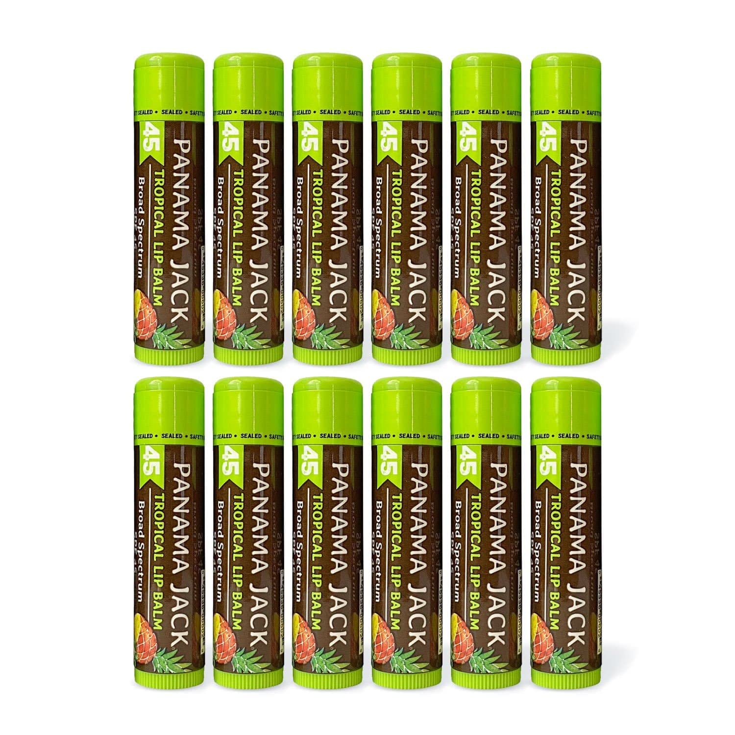 Panama Jack Sunscreen Lip Balm - SPF 45, Broad Spectrum UVA-UVB Sunscreen Protection, Prevents & Soothes Dry, Chapped Lips, Tropical, 12-pack Image