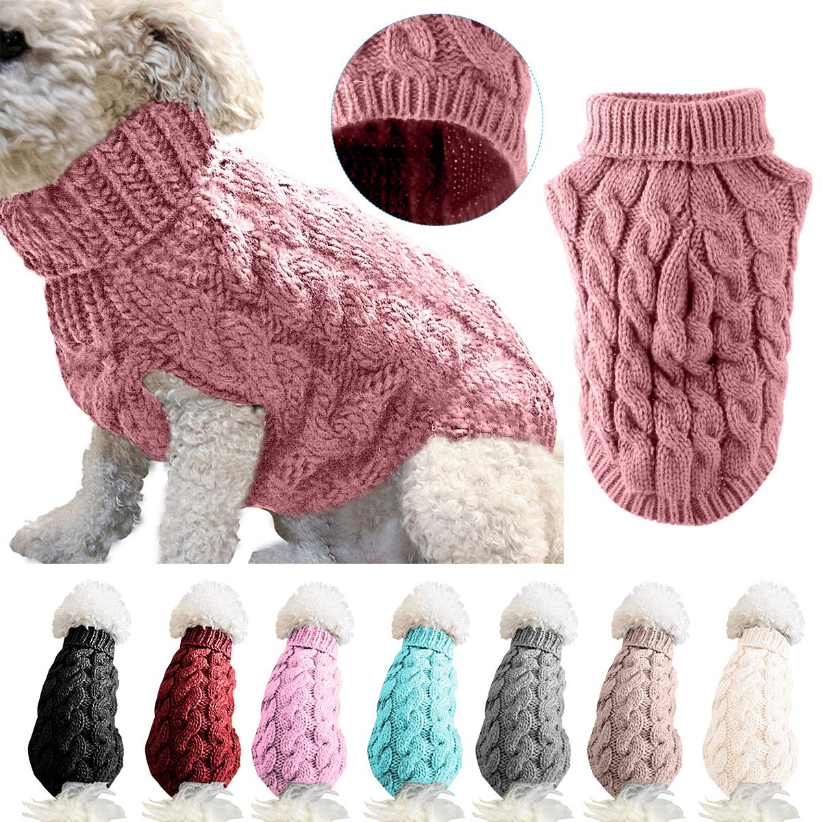 Pet Dog Turtleneck Knitting Sweater Coat Winter Warmer Thickening Pullover Knitwear Crochet Coat Clothes for Small Dog Puppy Cat