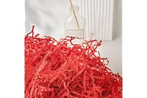 TCAIRG Crinkle Cut Paper Shred Packing Grass Cushion Paper Streamer for Christmas Wedding Birthday Bridesmaid Engagement Craft Gift Boxes Bags Basket Filler Decoration (4oz Red)