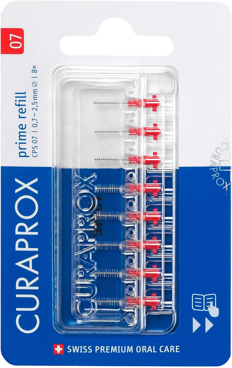 Curaprox CPS 07 Prime Interdental Brush Refills ISO Size 1 Red 8pcs