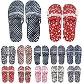 Jowgut 10 Pairs Floral Cotton House Slippers for Guest, Spa Slippers Bulk for Women Men, Portable Washable Indoor Slippers Foldable House Shoes for Hotel Travel Airplane, 2 Sizes