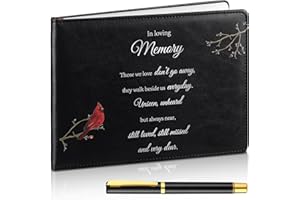 YINGZHAO Funeral Guest Book with Pen Cardinal Memorial, 144 Pages Funeral Guest Book for Memorial Service Black Celebration of Life Decor in Loving Memory Guest Sign in Book for Funeral (Those We Love)