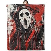 Screaming Ghost Face Throw Blanket for Girls Boys Kids Adults, 50x60 in, Cozy Flannel Blanket for Bedroom, Camping, Couch, Room Decor, Fuzzy Warm Soft Gifts